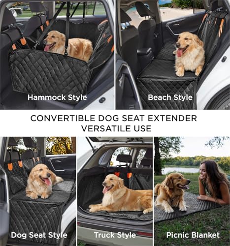 MADE 4 PETS Dog Car Seat Cover for Back Seat - Back Seat Extender for Dogs, Holds 400lbs, Waterproof & Non-Slip Dog Hammock for Car, 8-Layer Hard Bottom with PE Foam, Easy to Install & Clean
