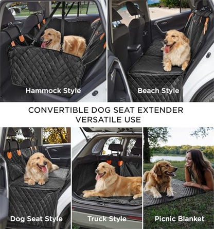 MADE 4 PETS Dog Car Seat Cover for Back Seat - Back Seat Extender for Dogs, Holds 400lbs, Waterproof & Non-Slip Dog Hammock for Car, 8-Layer Hard Bottom with PE Foam, Easy to Install & Clean