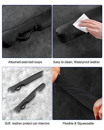 Leather Car Seat Gap Filler Universal for Car Truck SUV to Block The Gap Between Seat and Console Stop Things from Dropping 2 Sets Black - color: black