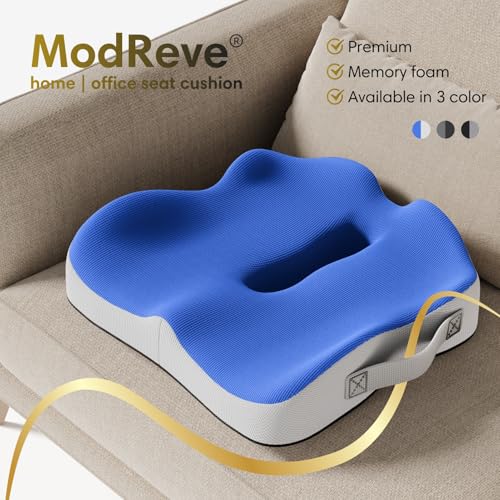 Memory Foam Seat Cushion for Office Chairs, Car Seat, Wheelchair, Desk Chair Pad - Extra Large Ergonomic Sciatica Coccyx & Tailbone Pain Relief Back Support Pillow for Long Sitting & Driving