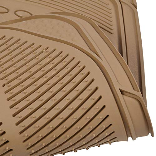 BDK Beige Heavy Duty Front & Rear Rubber Floor Mats Universal Liners for Car SUV Van & Truck, All Weather Protection with Anti-Slip Nibs, Fit Contours of Most Vehicles - color: 583-BG