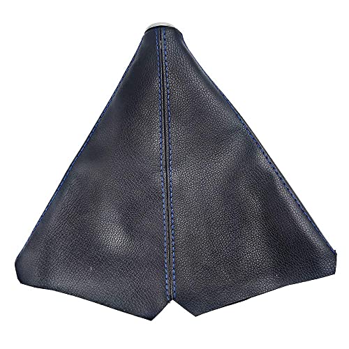 Universal Car Shift Knob Boot Dust Cover, Shift Boot Cover, Made of Black Pu Leather with Black Seams Red Seams and Blue Seams (Blue/ABS)