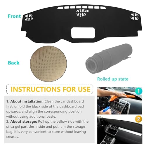 Dashboard Cover Suitable for Toyota Tundra 2022 2023 2024 2025 Car Dashboard Cover Sun Visor Mat Non-Slip Polyester Dashboard Accessories (Black)