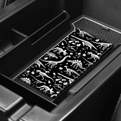 Leather Car Registration and Insurance Card Holder, Cute Car Accessories Vehicle Glove Box Car Organizer for Documents, Cards, License Black White Dinosaur - color: Black White Dinosaur