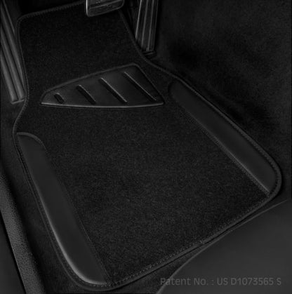 CAR PASS Waterproof Universal Fit Car Floor Mats, Faux Leather Car Carpet Mats, Black Car Mats with Anti-Slip Nibbs Backing & Driver Heel Pad Fit for SUV,Vans,sedans, Trucks,Set of 4pcs(All Black) - color: All Black