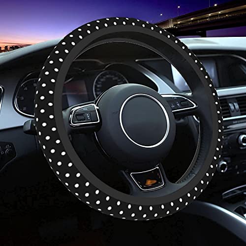 Black and White Polka Dot Steering Wheel Covers Non Slip Neoprene Steering Wheel Protector Universal 15 inch for Women Men - color: Black19