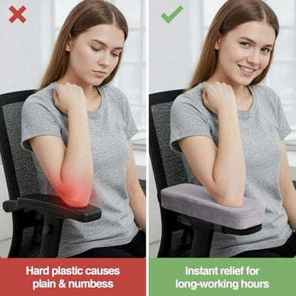 Smiry Ergonomic Office Chair Armrest Pads, Memory Foam Arm Rest Covers, Non-Slip Armrest Cushion with Adjustable Buckles and Straps, Elbow Relief for Desk, Gaming & Wheelchair (Grey, Set of 2) - color: Grey