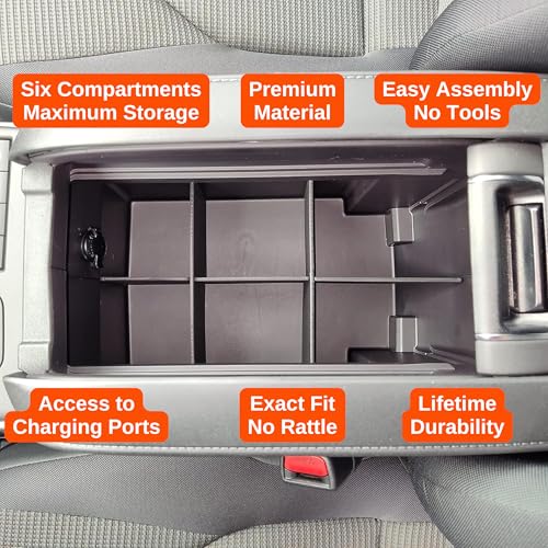 Center Console Organizer for Toyota Highlander (2020-2026) - Made in USA - NOT for Grand Highlander - SLX175 - size: Highlander 2020-2026