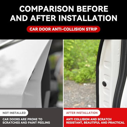 Car Door Edge Guards, Universal 16Ft Rubber Seal Trim Protector, U Shape Door Edge Protector Guard, Aluminum Boat Edge Guards, Car Decoration Accessories (Black)