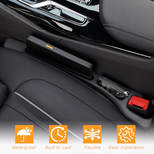 2 Pack Black Car Seat Gap Filler Organizer, Universal Car Seat Gap Plug with Seatbelt Slot, Anti-Drop Organizer for Keys Phones Storage for Auto Truck SUV - size: 2 PCS #2