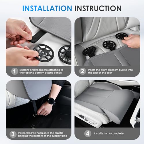 Car Seat Extender Leg Support Cushion for Driver Seats Office Chair, Leather Memory Foam Widened seat Cushion for Long Drivers Universal Car Seat Cushion Legs Rest Pads-Light Grey