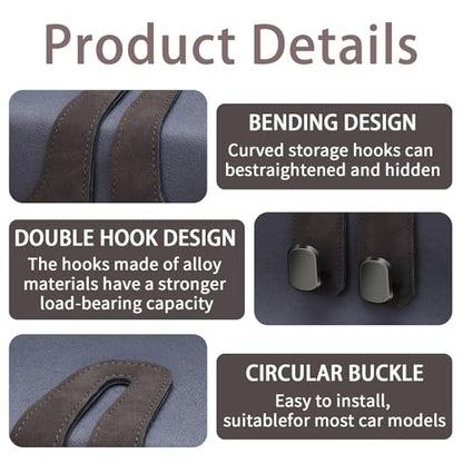 2 Pack Car Seat Headrest Hooks for Purses and Bags, Car Purse Holder With Double Metal Hooks, Headrest Back Seat Handbags Hook, Universal Car Purse Hanger, Cute Car Hanging Accessories, Brown - color: 2pcs Brown