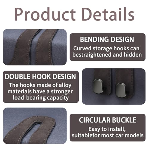 4 Pack Car Seat Headrest Hooks for Purses and Bags, Car Purse Holder With Double Metal Hooks, Headrest Back Seat Handbags Hook, Universal Car Purse Hanger, Cute Car Hanging Accessories, Brown - color: 4pcs Brown