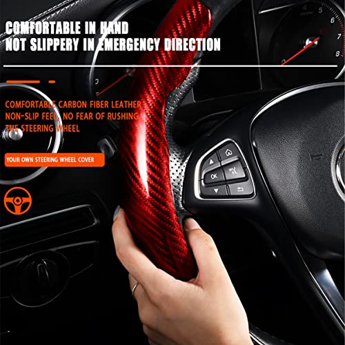 Steering Wheel Cover, 2PCS Segmented Steering Wheel Protector, Carbon Fiber Anti-Slip and Durable Car Accessory, Universal Fit for Most Cars，SUVs (Carbon Fiber Red) - color: Carbon Fiber Red