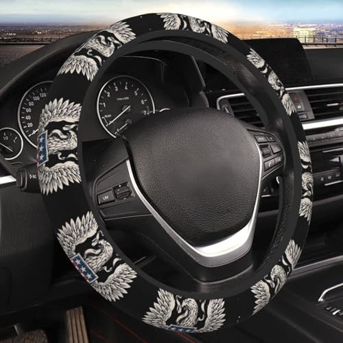 Car Steering Wheel Cover with Anti-Slip Lining, Universal 15 inch Wheel Cover, Fashion Car Interior Accessories for Women Men - Bald Eagle - color: Bald Eagle