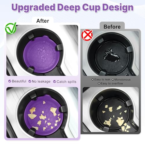SINGARO Car Cup Holder Coaster, Silicone Cup Holder Insert, Universal Non-Slip Cup Holders, Car Accessories Interior for Women and Man 4 Pack Light Purple - color: Light Purple