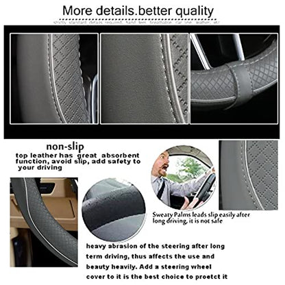 Car Steering Wheel Cover, Anti-Slip, Safety, Soft, Breathable, Heavy Duty, Thick, Full Surround, Sports Style (Gray) - color: Gray