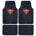 Warner Bros DC Comics Superman 4pc Carpet Floor Mats Car Accessories - Set for Car, Truck, Van, SUV - No-Slip Grip - Universal Fit Front 26" x 16.5", Rear 14" x 16.5" - style: Superman
