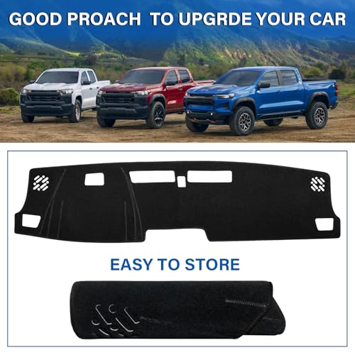 Dash Cover for Chevy Chevrolet Colorado/GMC Canyon 2023-2025 2026 Dashboard Cover Mat Non-Slip Center Console Protector Mat Sunshade(Black Trim) - color: Black