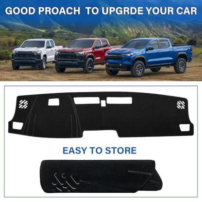Dash Cover for Chevy Chevrolet Colorado/GMC Canyon 2023-2025 2026 Dashboard Cover Mat Non-Slip Center Console Protector Mat Sunshade(Black Trim) - color: Black