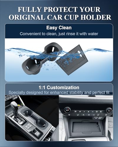 BIBIBO 2Pack for 2026 Subaru Outback Center Console Organizer Cup Holder 2026 Subaru Outback Silicone Cup Holder& Wireless Charging Mats - color: Black-Cup Holder+Charging Mat