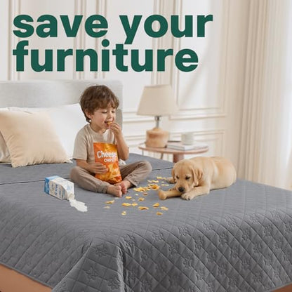 PAWFINITY Waterproof Dog Bed Covers, Pee Proof Pet Blanket, Paw Print Quilted, Pet Hair Resistant, Scratch-Resistant, Washable Furniture Protector for Bed, Couch and Sofa, 52x82 Inch, Grey - size: 82x52 inch (pack of 1)