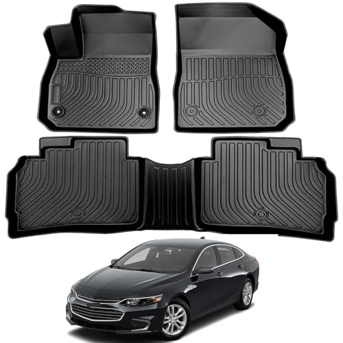 Custom Fit Rubber Mats for 2016-2025 Chevy Malibu Models Floor Mats and Cargo Liner Full Set Includes 1st and 2nd Rows Maximum Coverage, All Weather, Laser Measured TPE Rubber Protection Mat Car Mats - color: 2016-2023 Malibu floor mat