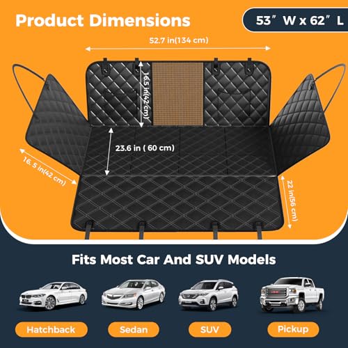 Dog Car Seat Cover for Back Seat, Hard Bottom Back Seat Extender for Dogs - Supports 400lbs, 2026 New Waterproof, Scratch Resistant, Anti Slip Portable Dog Hammock,Suitable for Cars, SUVs and Trucks