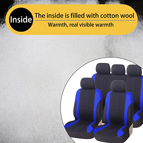 AICEL 9 Piece Car Seat Covers Full Set, Front and Rear Split Bench Auto Seat Protectors, Two-Tone Washable Automotive Seat Covers Universal Fit for Most Cars, Sedan, Truck, SUV - color: Blue