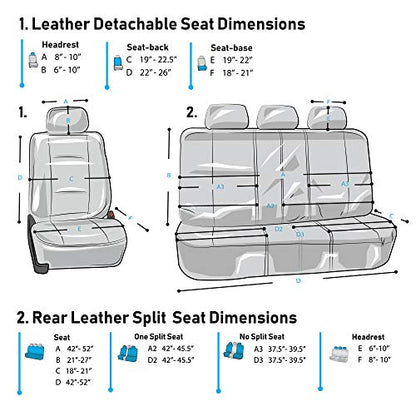 FH Group Perforated Leatherette Three Row Set 7 Seater Car Seat Covers, Airbag Compatible and Split Ready- Universal Fit for Cars, Trucks & SUVs (Black)