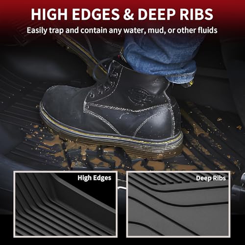 LASFIT Floor Mats for Tesla Model X 6 Seater & Model X Plaid 2026 2025 2024 2023 2022 2021, All Weather TPE Custom Fit Floor Liners 1st & 2nd & 3rd Front & Rear Row Car Mats, Black