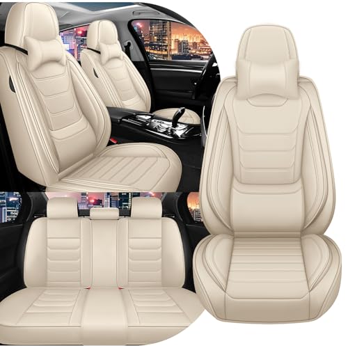 Car Seat Cover Full Set for Mercedes Benz GLA 250 Seat Covers 2017-2025, Nappa Leather Waterproof Seat Covers For Cars, Airbag Compatible, Universal Automotive Seat Covers(Luxury Full Set/Beige) - color: Beige, size: Full Set Luxury