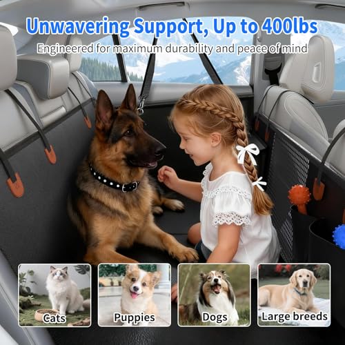 Back Seat Extender,Dog Car Seat Cover with Hard Bottom,Waterproof Dog Hammock for Car Pet Backseat Protector,Anti Scratch, Easy to Clean Holds 400lbs (Hammock with Bed Mat) - size: Cover with Mat