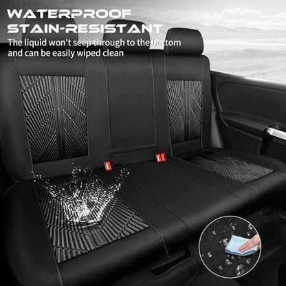 CAR PASS 3D Neoprene Back Seat Cover, Waterproof Rear Seat Covers Universal Fit for Cars Sedans Trucks Vans and SUVs, Black - color: Solid Black-Rear, size: Rear Seat