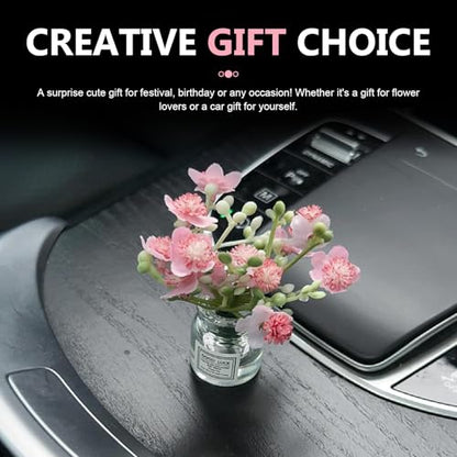 3 PCS Car Dash Flower Ornaments | Mini Daisy Flower, Dashboard Decorations, Daisy Cherry Blossom Jasmine Vase, Interior Accessories for Women Girl