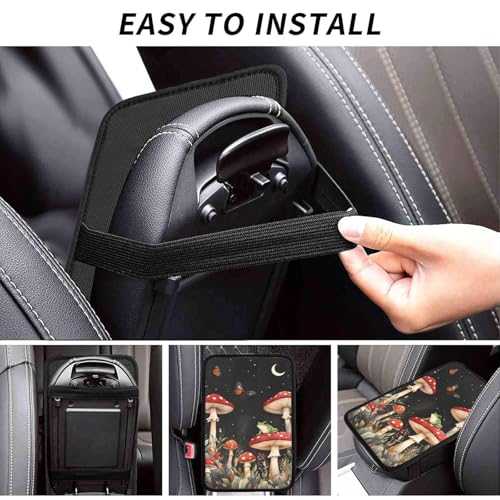 Universal Car Center Console Cushion Pad, Frog Red Mushroom Soft Waterproof Car Center Console Cover Auto Armrest Seat Box Cover Protector for Most Vehicle SUV Truck Car - color: Frog Red Mushroom