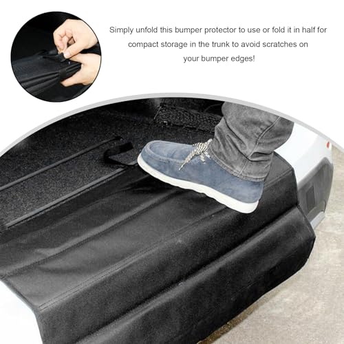 Large Rear Bumper Guard for Cars, 38x25 inches Foldable Trunk Mat Waterproof Bumper Protector, Universal SUV Cargo Liner for Preventing Scratches While Unloading/Loading