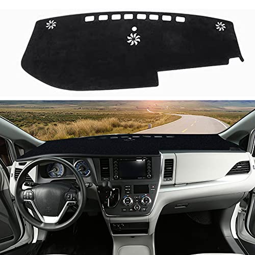 Dashboard Cover Dash Cover Mat Pad Carpet Custom Fit for Sienna 2015 2016 2017 2018 2019 2020 Accessories Anti-Skid Center Console Protector Cover Mat(Black Edge) - color: Black Edge, size: For Toyota Sienna 2015-2020