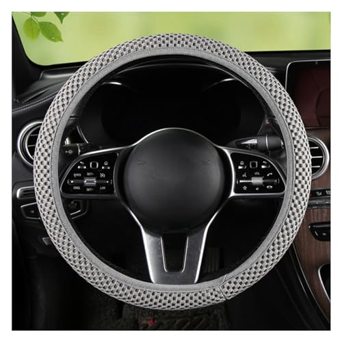 Stretch Elastic Steering Wheel Cover, All-Season Comfort, Warm in Winter & Cool in Summer, Universal 15 Inch Microfiber Breathable Ice Silk, Anti-Slip, Odorless, Easy Carry, Fit Car, SUV (Grey)