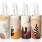 Tatuo 4 Pack Car Tissues Cylinder Holder with 3 Ply Facial Bulk Boho Round Tissue Holder Travel Tissues Boxes Container for Car Cup Wedding Gifts Home Bathroom Office (Warm)
