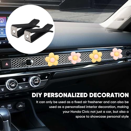 10 Pieces Square Head Car Vent Clips + 3 Adapters for 11th Gen Honda Civic, CRV, ZRV, Integra - Custom Fit Car Air Fresheners for Honeycomb Vents, 9mm Black - Car Dashboard Decorations, Car Ornaments