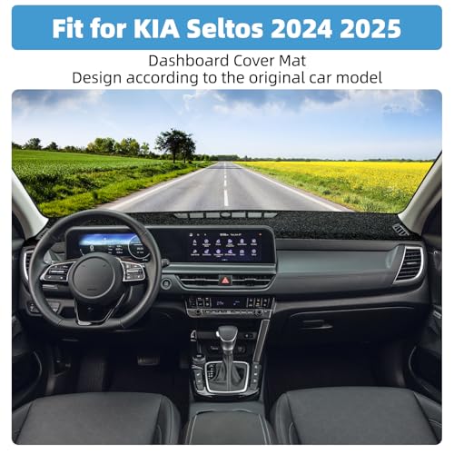 Dash Cover Mat for KIA Seltos 2024 2025 Accessories Non-Slip Dashboard Cover Mat Sunshade UV Rays Protector Interior Accessories(Not fit HUD, Not fit 2026) - size: Compatible with Seltos 2024 2025
