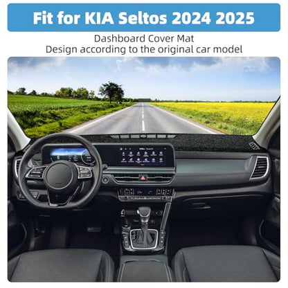 Dash Cover Mat for KIA Seltos 2024 2025 Accessories Non-Slip Dashboard Cover Mat Sunshade UV Rays Protector Interior Accessories(Not fit HUD, Not fit 2026) - size: Compatible with Seltos 2024 2025