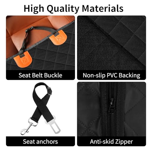 Back Seat Pet Cover for Dogs with Mesh Window - Tesla Model 3, SUV, Sedan, 600D Waterproof Heavy Durable Hammock, Scratch Proof Nonslip with Seatbelt, Dog Car Seat Cover for Back Seat