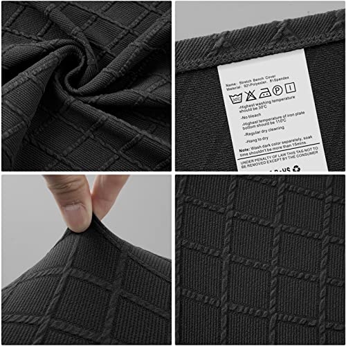 Fuloon Stretch Jacquard Dining Bench Cover - Anti-Dust Removable Bench Slipcover Washable Seat Cushion Protector for Bedroom, Kitchen, Hotel, Banquet (Black) - color: Black