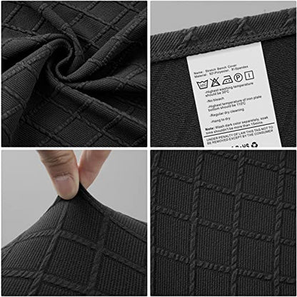 Fuloon Stretch Jacquard Dining Bench Cover - Anti-Dust Removable Bench Slipcover Washable Seat Cushion Protector for Bedroom, Kitchen, Hotel, Banquet (Black) - color: Black