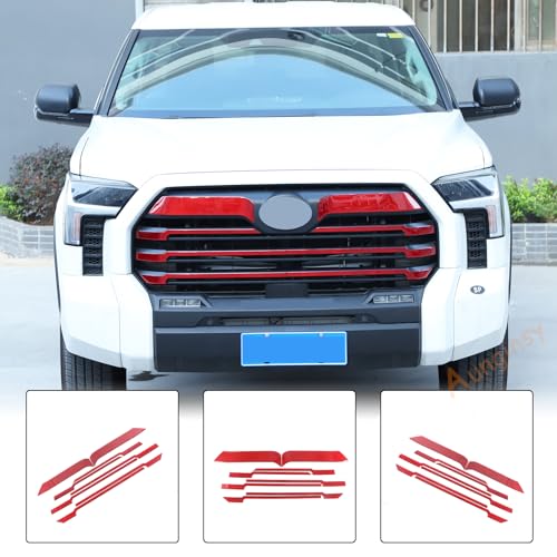 Aunginsy Car Front Bumper Grille Trim Sticker Fit Toyot@a Tundra 2022-2024 Truck Real Carbon Fiber Front Lip Bumper Upper Grill Molding Strips Decorative Cover Protect Sticker Exterior Accessories - size: Front Bumper Grille Trim Sticker