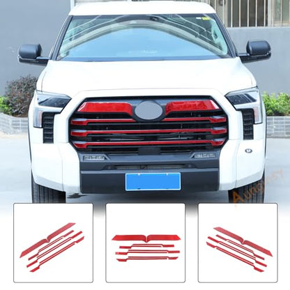 Aunginsy Car Front Bumper Grille Trim Sticker Fit Toyot@a Tundra 2022-2024 Truck Real Carbon Fiber Front Lip Bumper Upper Grill Molding Strips Decorative Cover Protect Sticker Exterior Accessories - size: Front Bumper Grille Trim Sticker