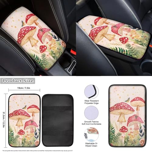 Mushroom Car Seat Cover Set for Front and Rear Cute Auto Interior Accessories Steering Wheel Covers Set Armrest Pad Headrest Covers Handbrake Gear Cover Cup Holder Universal Fit - color: Mushroom