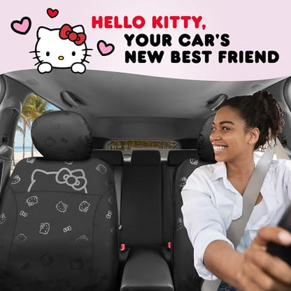 Carbella Hello Kitty Car Seat Covers - Cute Front Seat Covers, PU Leather Seat Covers for Cars, SUV, Van, Trucks, Hello Kitty Car Accessories 2pc Black - color: Seat Covers Leather-Black, style: Hello Kitty